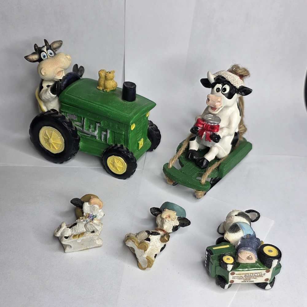 Assorted Lot of Cow/bovine themed ceramic Decor - 5 Pc different sizes